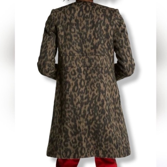 Boden Imelda Leopard Print Wool Coat 8P NWOT - Picture 3 of 7